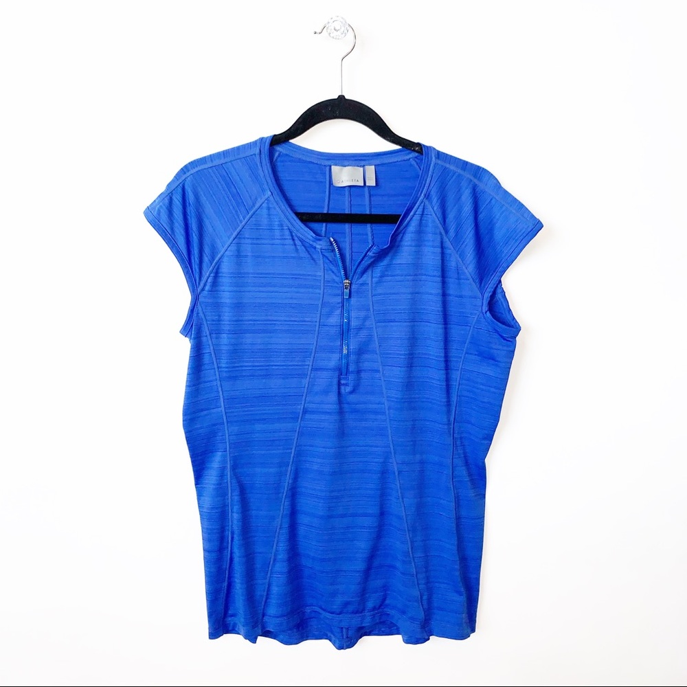 Athleta | Front Zip Blue Athletic Top
